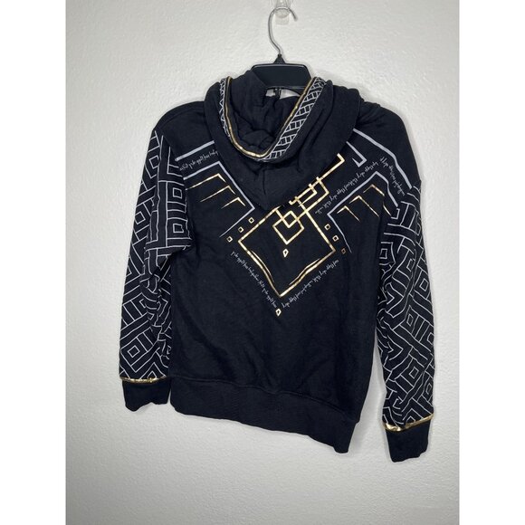 Nerdforge Black Cryptic Hoodie Gold Geometric Design adult small - Picture 7 of 9
